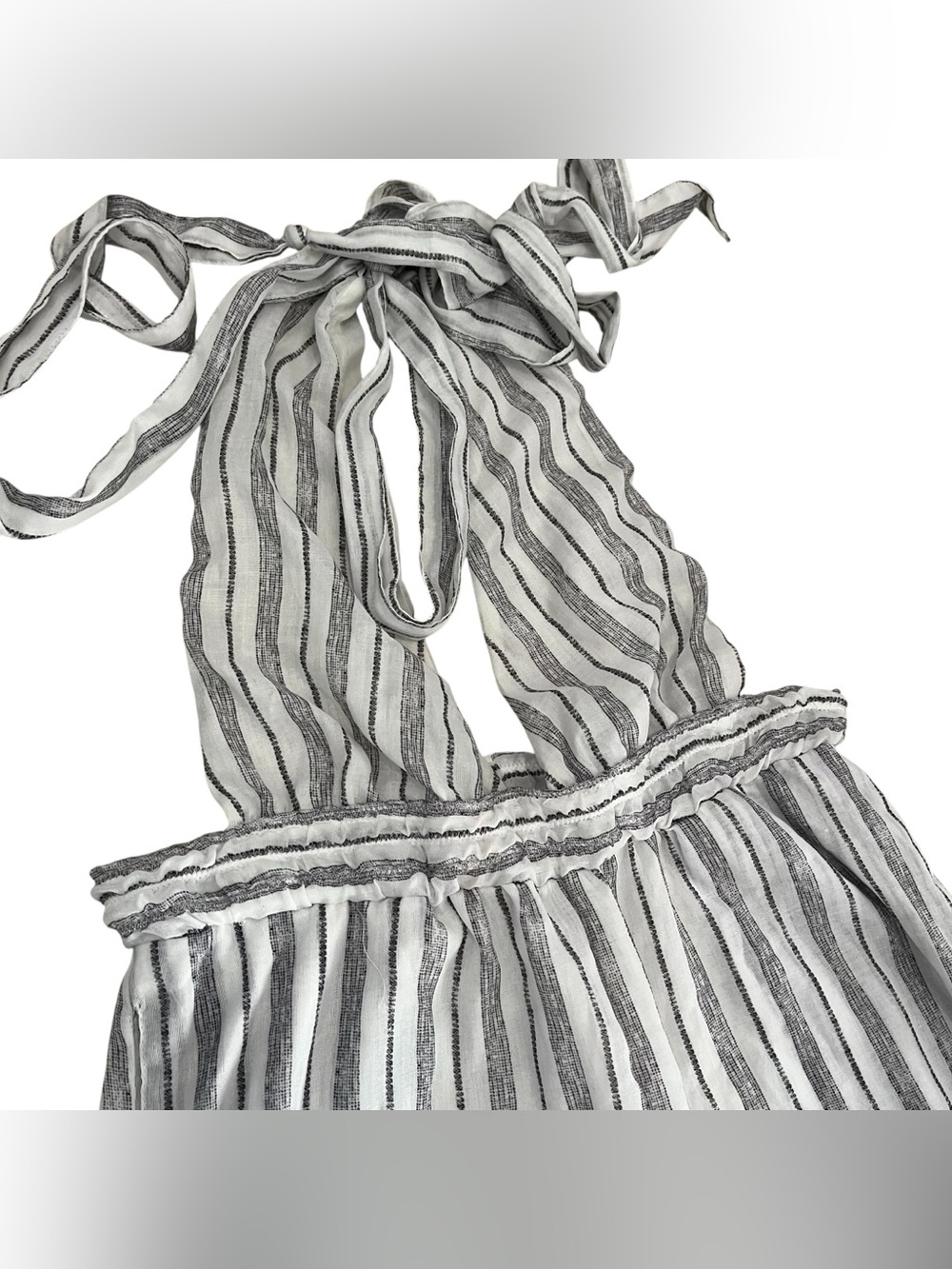 Agua Bendita Revolve Josie Jumpsuit in Gray Stripe Size Medium - Picture 6 of 9